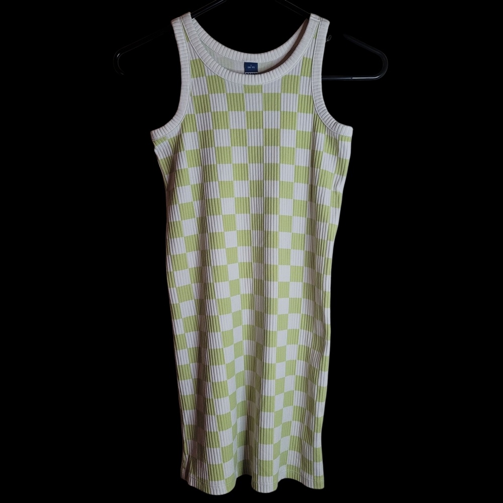 OLD NAVY Green and White Checkered Girls Dress SIZE L 10-12